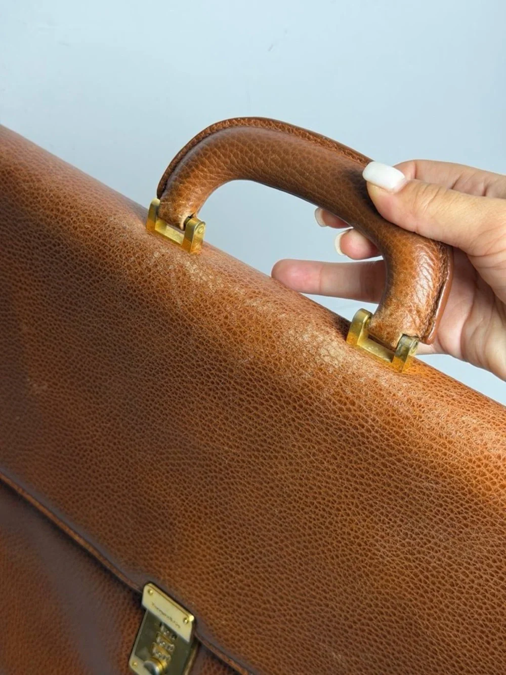 Vintage Tiffany & Co. Brown Leather Briefcase Dial Lock